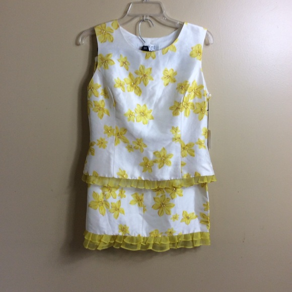 NWT Bigio Collection 2 piece silk sleeveless skirt set. buttercups   Size 6 - Picture 2 of 10